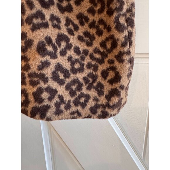 NWT Loft Black Brown Cheetah Print Wool Mini Skirt Womens Size 14 - Picture 4 of 10